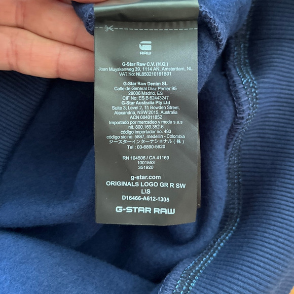 G-Star Raw Pullover Classic Graphic Sweatshirt Medium Blue Original Logo NEW - Picture 5 of 9